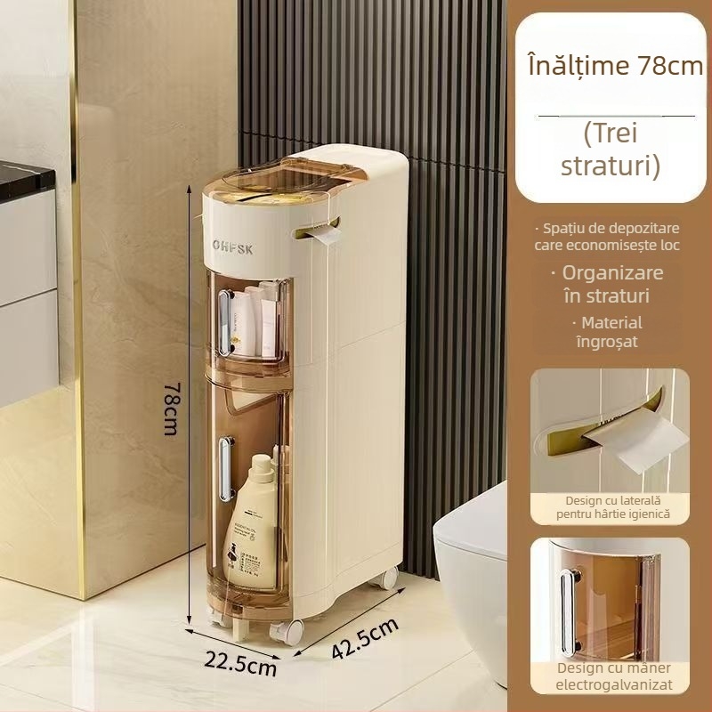 Dulap de baie pentru depozitare, model 7222, din polipropilenă, compartimentare îngustă