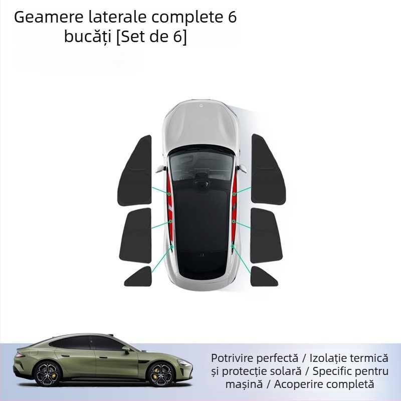 Cortină de protecție solară pentru Xiaomi SU7 - pentru parbrizul din față și geamurile laterale, silicon, montaj cu clipsuri