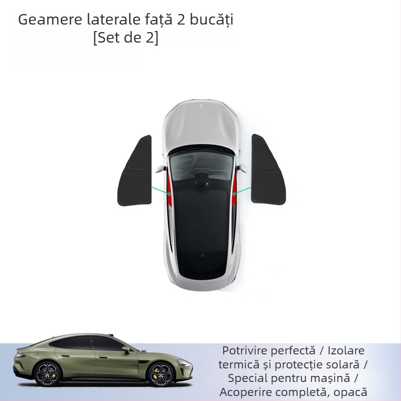 Cortină de protecție solară pentru Xiaomi SU7 - pentru parbrizul din față și geamurile laterale, silicon, montaj cu clipsuri