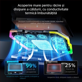 Răcitor pentru laptop cu ventilator de 6 nuclee și cip de răcire semiconductorial, configurare cu 6 ventilatoare, cablu de 1,5 m, material PC, model LZ-D13