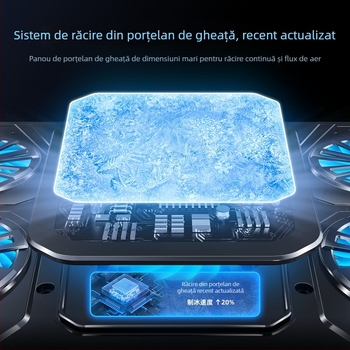 Răcitor pentru laptop cu ventilator de 6 nuclee și cip de răcire semiconductorial, configurare cu 6 ventilatoare, cablu de 1,5 m, material PC, model LZ-D13
