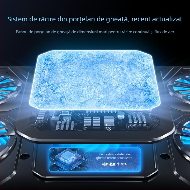 Răcitor pentru laptop cu ventilator de 6 nuclee și cip de răcire semiconductorial, configurare cu 6 ventilatoare, cablu de 1,5 m, material PC, model LZ-D13