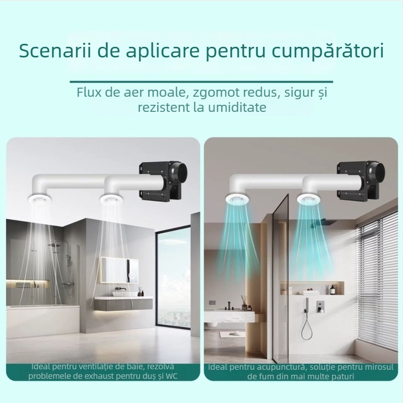 Ventilator de canal split, ventilație 1-2 pentru baie și bucătărie, HF18B, 220V, 40W, Eficiență energetică II, Control mecanic