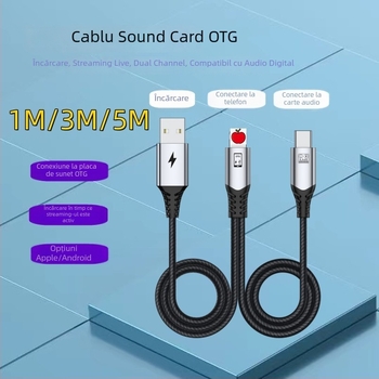 Carte de sunet OTG pentru streaming live cu DAC, USB 2.0, divizare 1:2