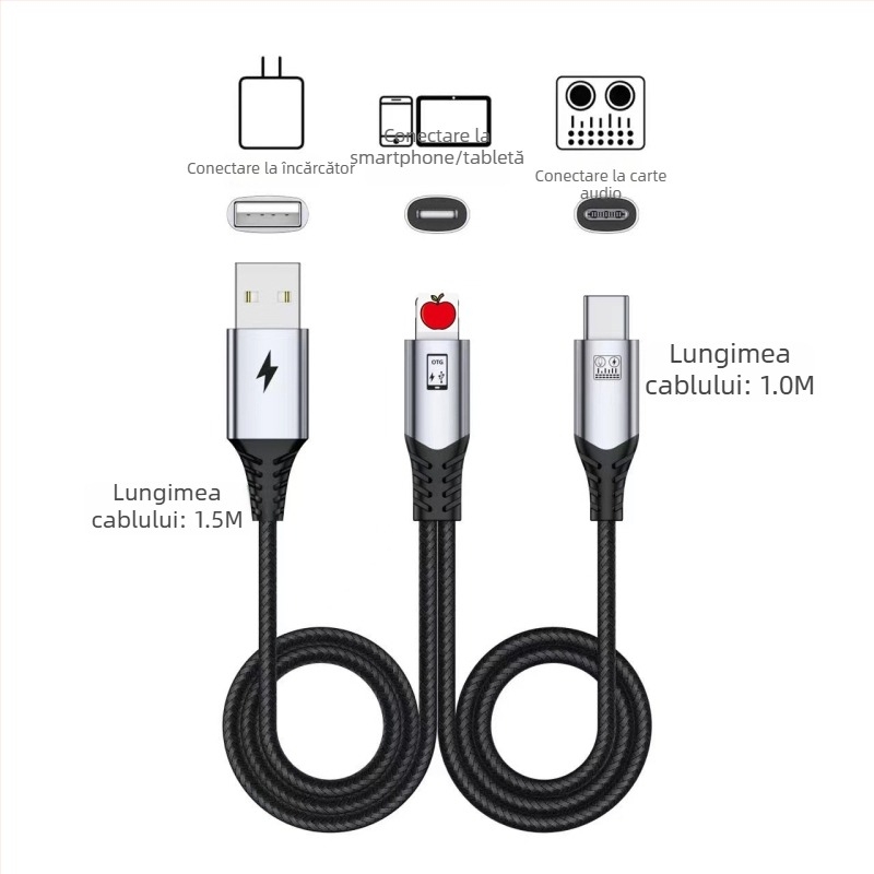 Carte de sunet OTG pentru streaming live cu DAC, USB 2.0, divizare 1:2