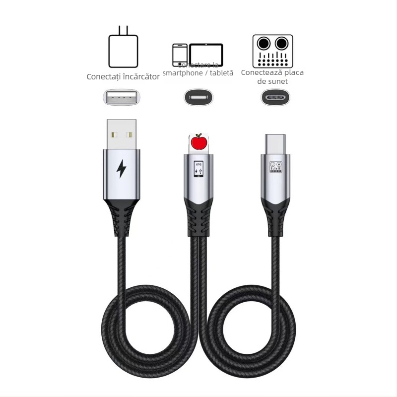 Carte de sunet OTG pentru streaming live cu DAC, USB 2.0, divizare 1:2