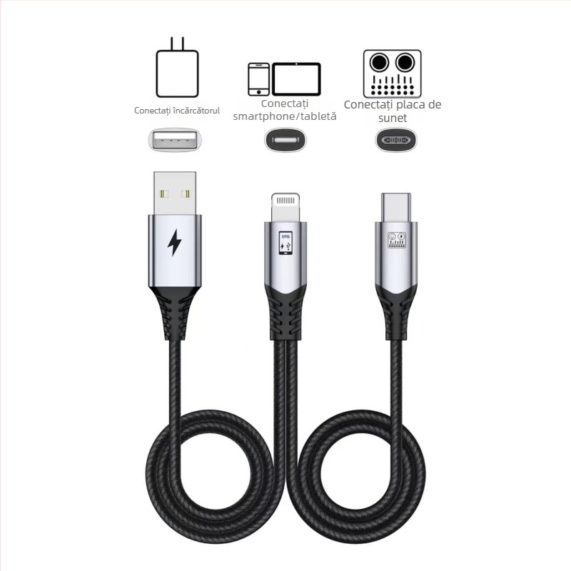 Carte de sunet OTG pentru streaming live cu DAC, USB 2.0, divizare 1:2