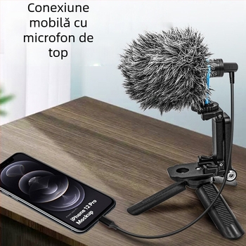 Cablu audio pentru microfon, 3.5mm masculin către Type-C/8-pin, placat cu aur, nucleu din cupru pur, conductor din cupru
