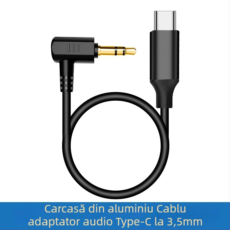 Cablu audio pentru microfon, 3.5mm masculin către Type-C/8-pin, placat cu aur, nucleu din cupru pur, conductor din cupru