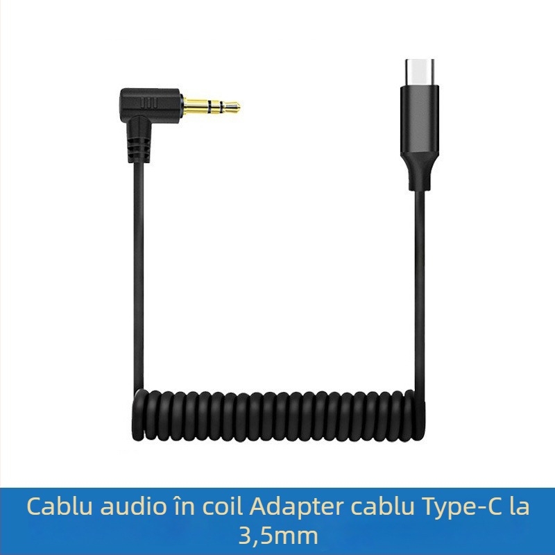 Cablu audio pentru microfon, 3.5mm masculin către Type-C/8-pin, placat cu aur, nucleu din cupru pur, conductor din cupru