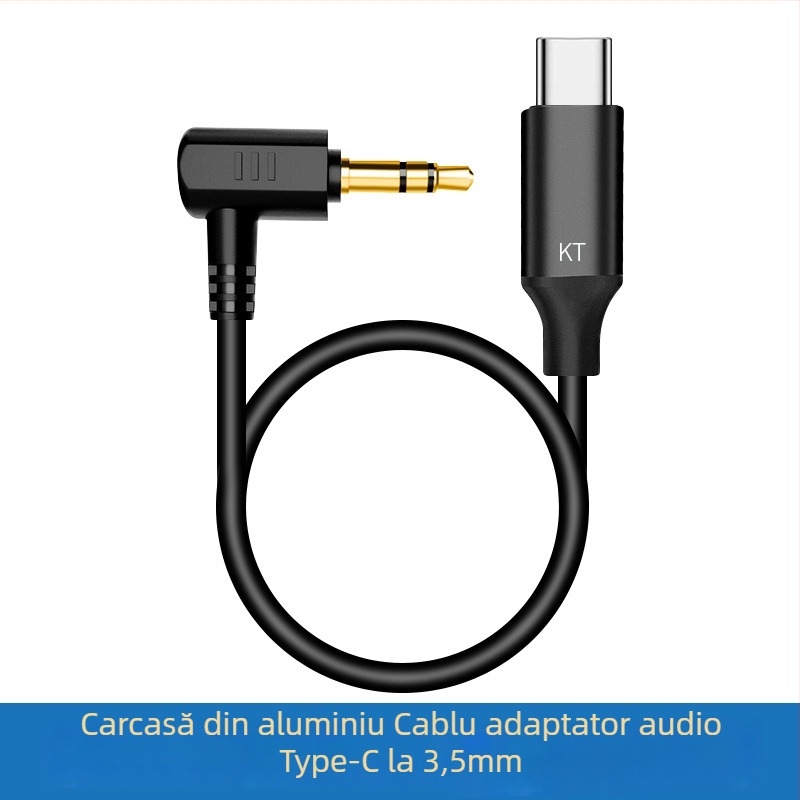 Cablu audio pentru microfon, 3.5mm masculin către Type-C/8-pin, placat cu aur, nucleu din cupru pur, conductor din cupru
