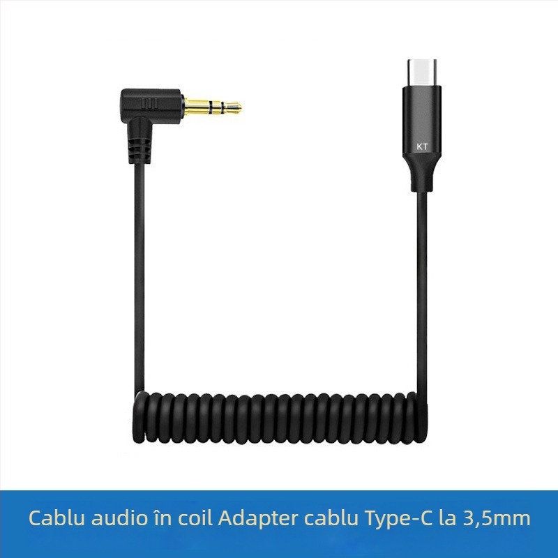 Cablu audio pentru microfon, 3.5mm masculin către Type-C/8-pin, placat cu aur, nucleu din cupru pur, conductor din cupru