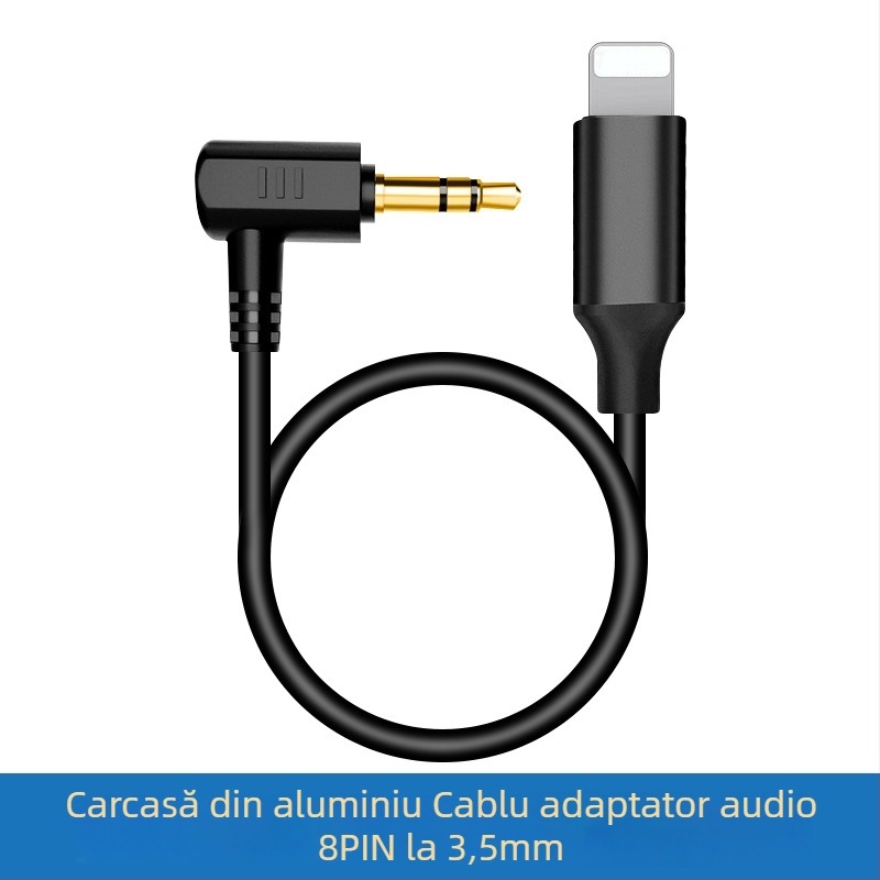 Cablu audio pentru microfon, 3.5mm masculin către Type-C/8-pin, placat cu aur, nucleu din cupru pur, conductor din cupru