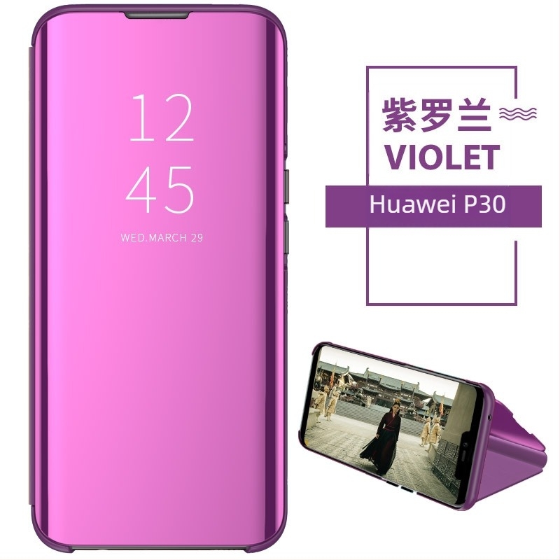 Carcasă din piele pentru telefon cu oglindă verticală — electroplating PC + piele PU, placare în vid, personalizabil, stil business/lux