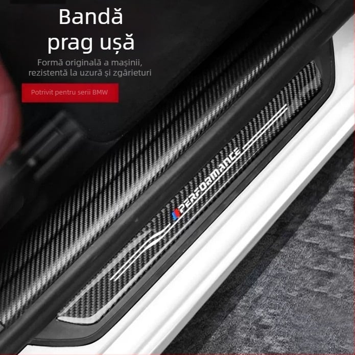 Prag ușă BMW – aspect fibră de carbon real, rezistent la zgârieturi și uzură