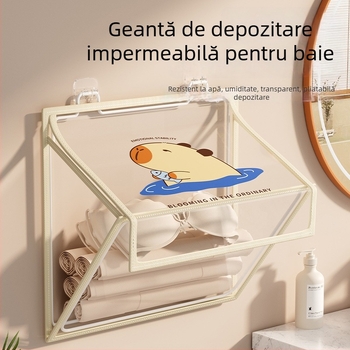 Raft de depozitare pentru baie, pe perete, pliere, montaj fără găuri, organizator PVC, model SND6039