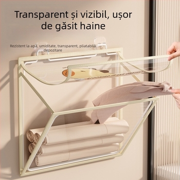 Raft de depozitare pentru baie, pe perete, pliere, montaj fără găuri, organizator PVC, model SND6039