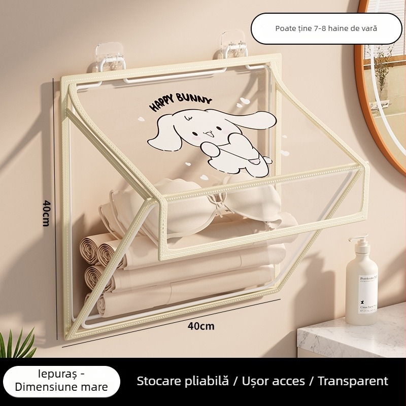 Raft de depozitare pentru baie, pe perete, pliere, montaj fără găuri, organizator PVC, model SND6039