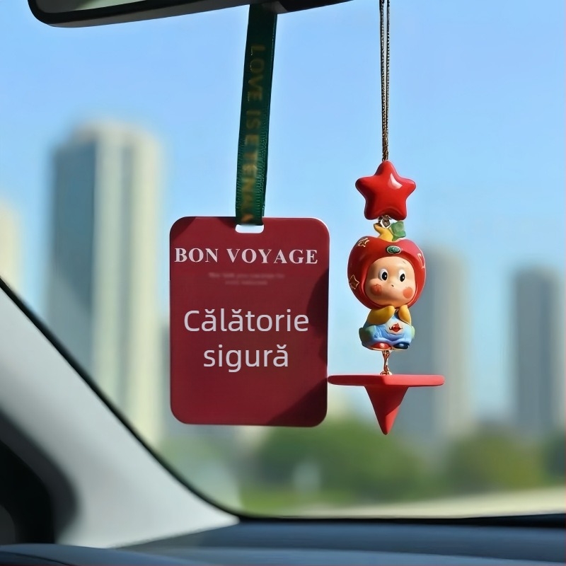 Pandantiv pentru oglinda retrovizoare auto — seria Cartoon Star Man Paper Plane, material PVC, personalizabil, decor interior, accesorii auto