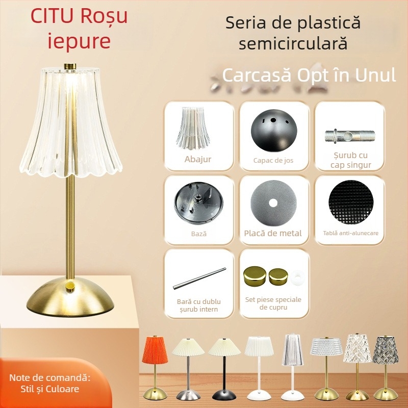 Lampă de birou, model semicerc, din metal artistic, personalizabilă, lampă pentru noptieră de dormitor