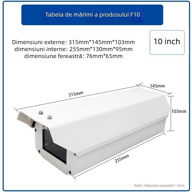 Carcasă din aluminiu, cuboid, pentru cameră F08, recunoaștere a plăcilor, montaj exterior, protecție împotriva ploii și prafului