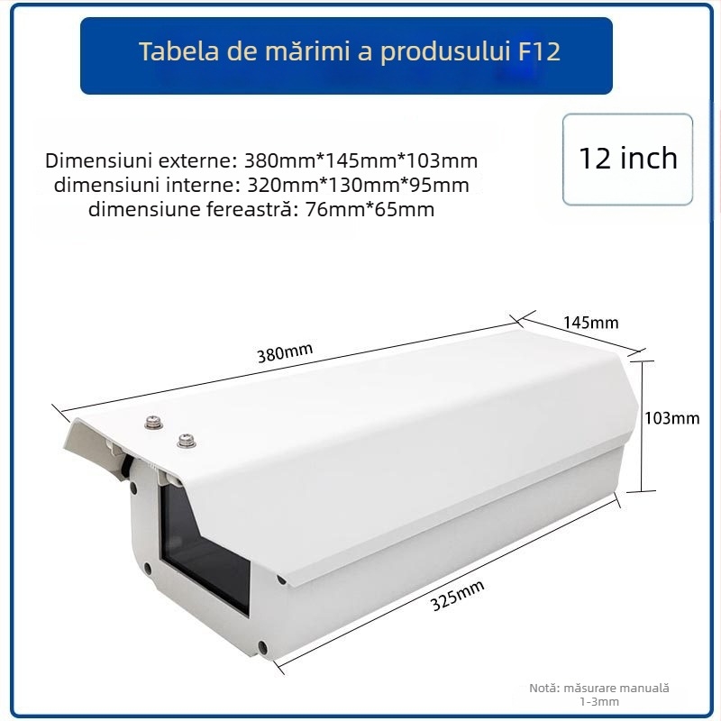 Carcasă din aluminiu, cuboid, pentru cameră F08, recunoaștere a plăcilor, montaj exterior, protecție împotriva ploii și prafului