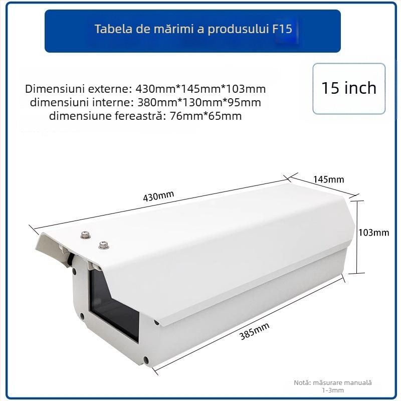 Carcasă din aluminiu, cuboid, pentru cameră F08, recunoaștere a plăcilor, montaj exterior, protecție împotriva ploii și prafului