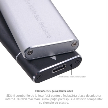 Nothing MCA3512 USB 3.1 Type-C la M.2 NVMe/NGFF Carcasă externă SSD Gen2, NVMe/AHCI dual protocol, până la 4 TB, 10 Gbps