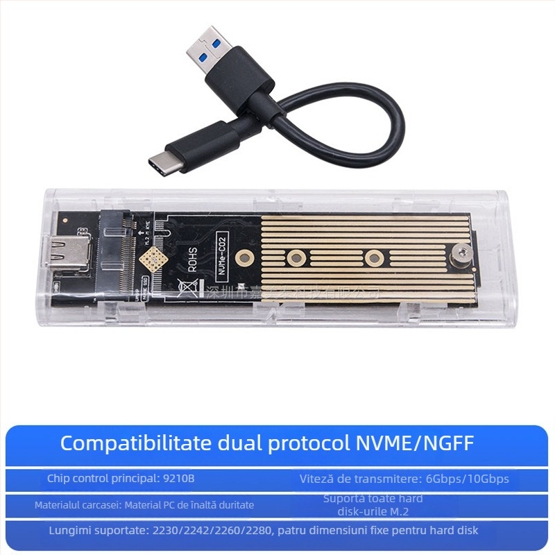 Nothing MCA3512 USB 3.1 Type-C la M.2 NVMe/NGFF Carcasă externă SSD Gen2, NVMe/AHCI dual protocol, până la 4 TB, 10 Gbps