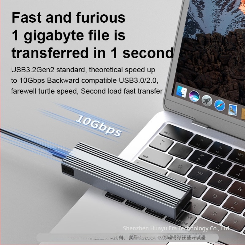 Carcasă externă pentru SSD M.2 NVMe/NGFF cu dual protocol USB-C 3, HY217, din aliaj de magneziu-aluminiu, suportă până la 4TB, viteză de transfer 10 Gb/s