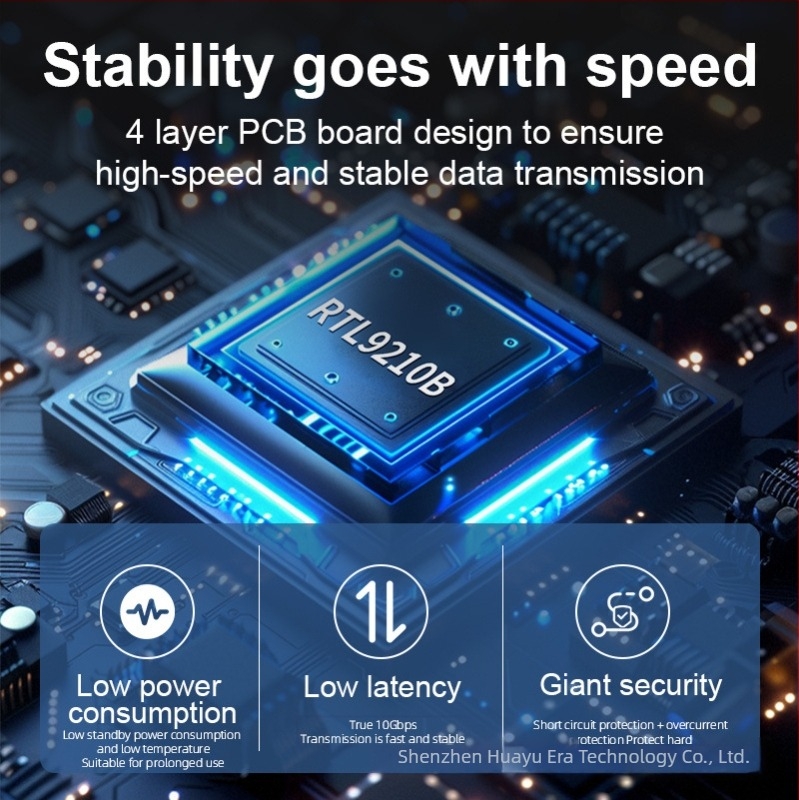 Carcasă externă pentru SSD M.2 NVMe/NGFF cu dual protocol USB-C 3, HY217, din aliaj de magneziu-aluminiu, suportă până la 4TB, viteză de transfer 10 Gb/s