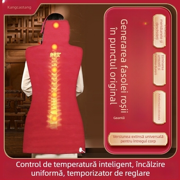 Compresie cu fasole roșie, formă cubică, pentru terapie corporală – încălzire electrică, 100W, 220V/50Hz, interval de temperatură 30–80°C, 10 niveluri de control, material din in, CCC certificat