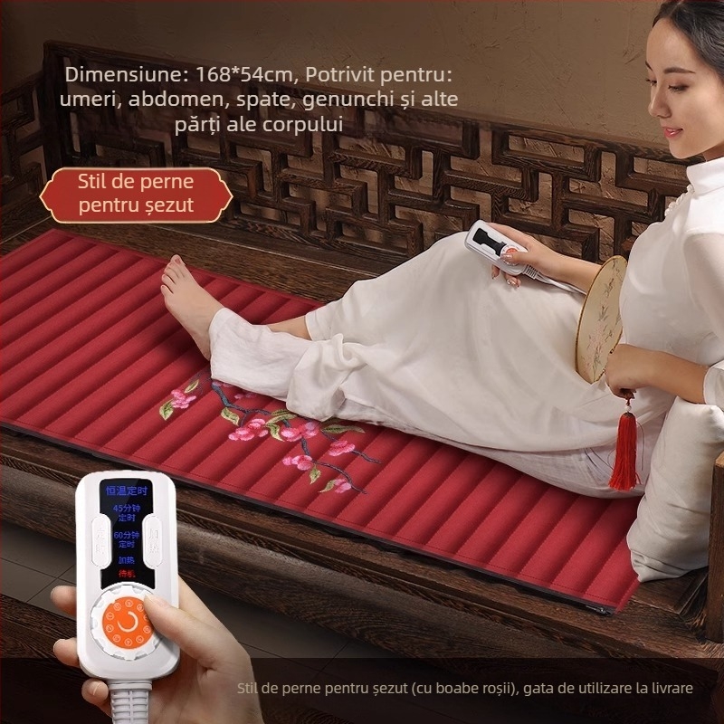 Compresie cu fasole roșie, formă cubică, pentru terapie corporală – încălzire electrică, 100W, 220V/50Hz, interval de temperatură 30–80°C, 10 niveluri de control, material din in, CCC certificat