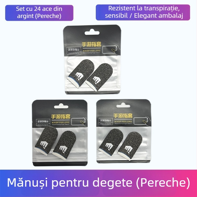 Mănușă deget pentru jocuri pe ecran tactil – fibre de carbon, fibre de cupru și fibre metalice, ultra-subțire, 10 g, logo imprimat, personalizare disponibilă