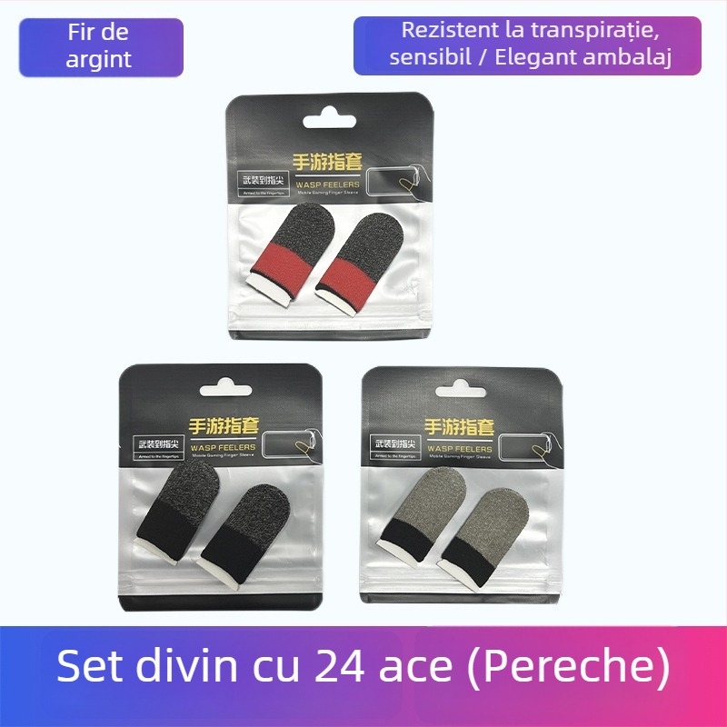 Mănușă deget pentru jocuri pe ecran tactil – fibre de carbon, fibre de cupru și fibre metalice, ultra-subțire, 10 g, logo imprimat, personalizare disponibilă
