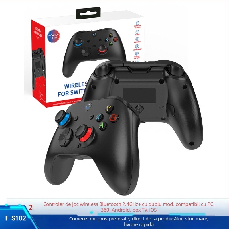 TGZ T-S102 Pad de joc fără cablu – Bluetooth 2.4G dual-mode, Hall trigger, joystick 3D, mișcare pe șase axe, interfață Type-C