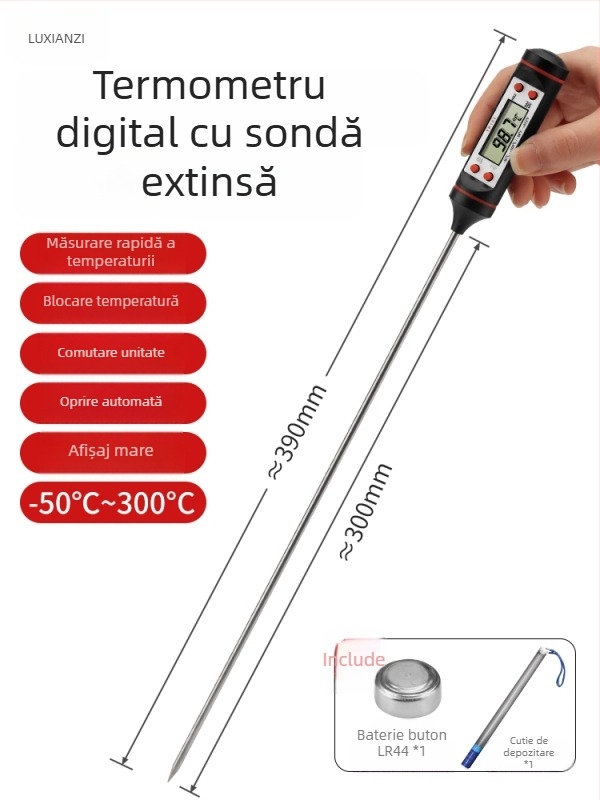 Detector termometru pentru aer condiționat auto - tester digital de temperatură cu sondă pentru conducta de aer