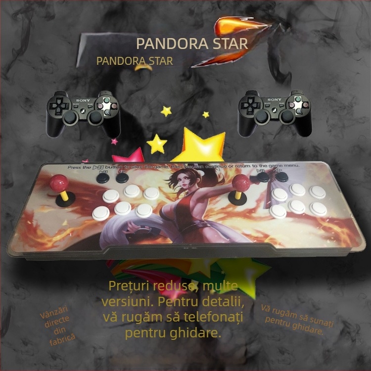 3D Pandora Moonlight Treasure Box – memorie 16GB, software original, sistem de operare A7, compatibil PS3, arcade de luptă cu joystick dublu