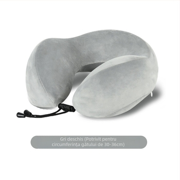Perne U‑shape din spumă cu memorie, pentru călătorii, cu husă din velur Crystal, pentru adulți