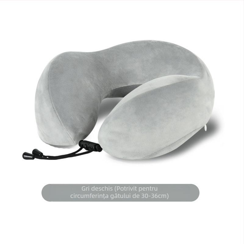 Perne U‑shape din spumă cu memorie, pentru călătorii, cu husă din velur Crystal, pentru adulți