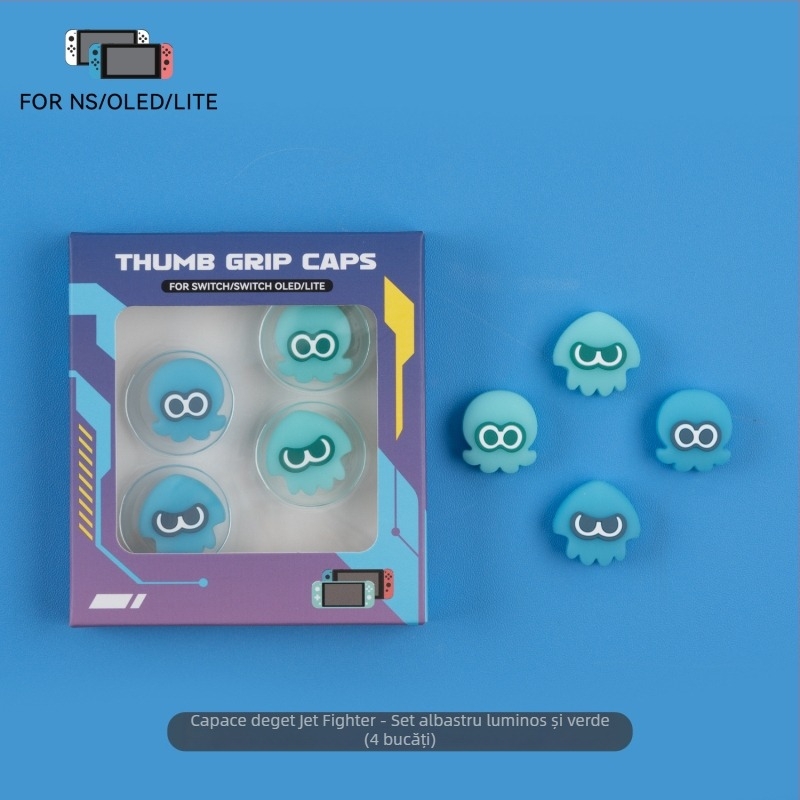 Capace din silicon pentru joystick Nintendo Switch, model U-P5-TG-TH-BW-SP, pentru consola Switch, ambalare blister