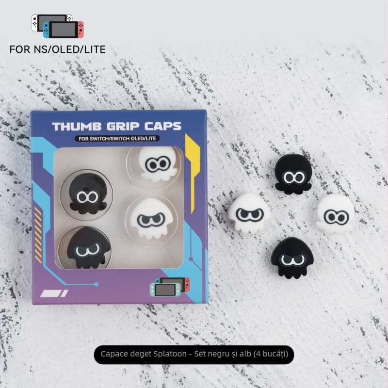 Capace din silicon pentru joystick Nintendo Switch, model U-P5-TG-TH-BW-SP, pentru consola Switch, ambalare blister
