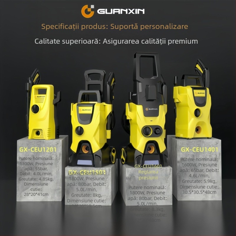 Spălător cu presiune vertical 220V, 1800W, cu perie - corp PP, motor AC, presiune maximă 65 bar, debit 4-8 L/min