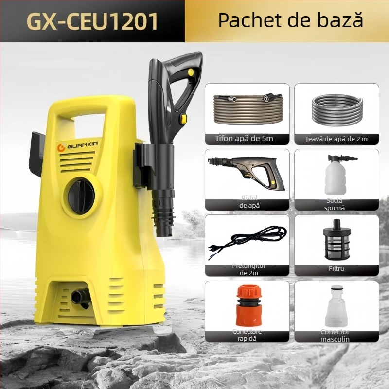 Spălător cu presiune vertical 220V, 1800W, cu perie - corp PP, motor AC, presiune maximă 65 bar, debit 4-8 L/min