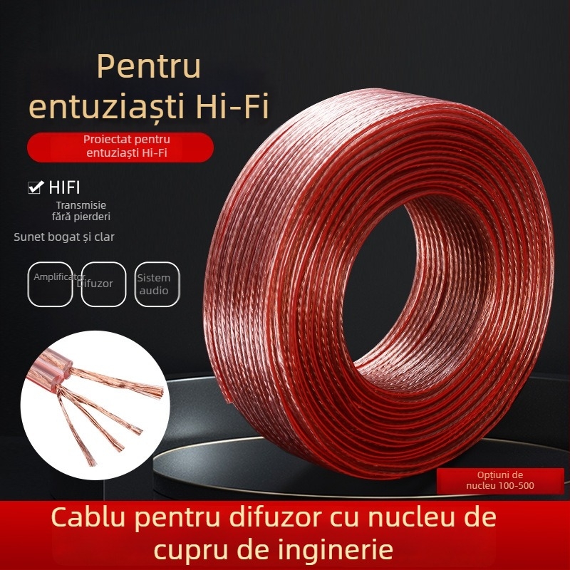 Cablu difuzoare Hongxin – nucleu de cupru, aluminiu cu acoperire de cupru, izolație PVC, destinat audio-video