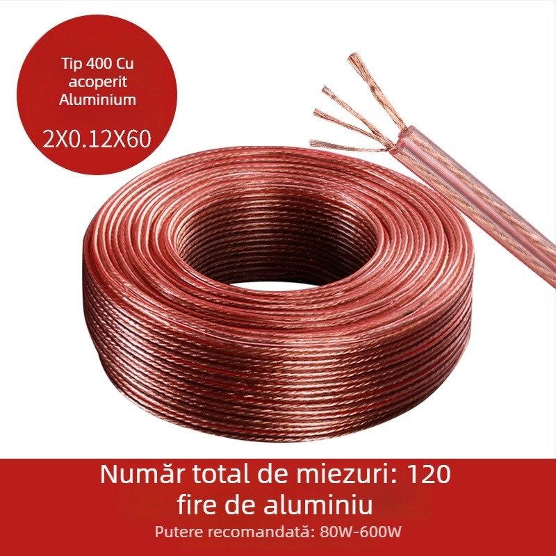 Cablu difuzoare Hongxin – nucleu de cupru, aluminiu cu acoperire de cupru, izolație PVC, destinat audio-video
