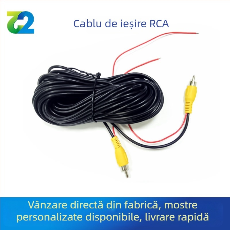 Cablu de extindere video pentru mașină cu sunet și cameră de mers înapoi, înveliș PVC, certificat RoHS, brand Two or two, compatibil cu audio și video.