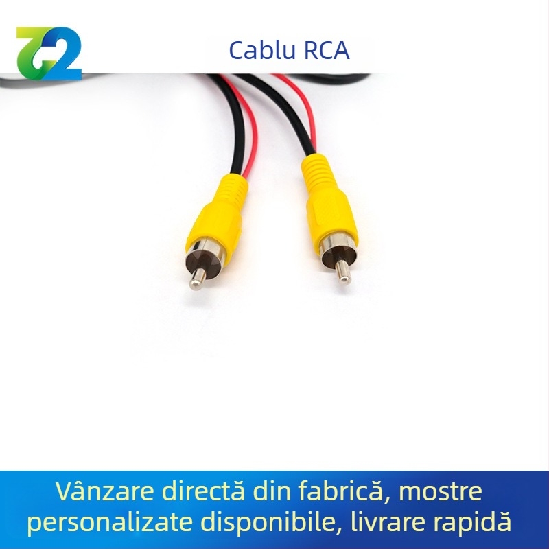 Cablu de extindere video pentru mașină cu sunet și cameră de mers înapoi, înveliș PVC, certificat RoHS, brand Two or two, compatibil cu audio și video.