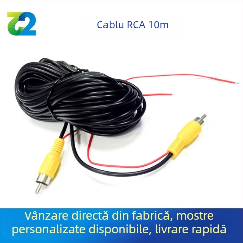 Cablu de extindere video pentru mașină cu sunet și cameră de mers înapoi, înveliș PVC, certificat RoHS, brand Two or two, compatibil cu audio și video.