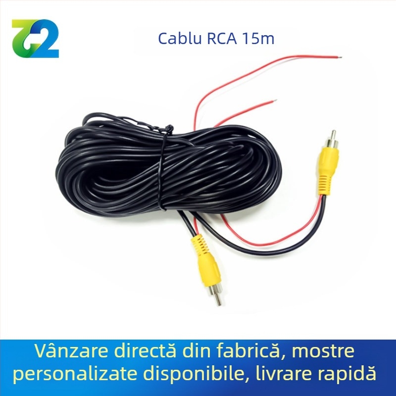 Cablu de extindere video pentru mașină cu sunet și cameră de mers înapoi, înveliș PVC, certificat RoHS, brand Two or two, compatibil cu audio și video.